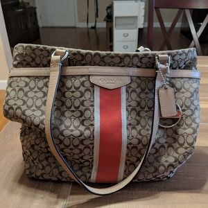 Coach Tan and Red Purse Handbag